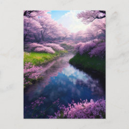 Cartão Postal Fluindo Através de Blossomas