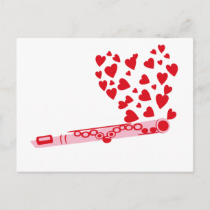 Cartão Postal Flute Hearts