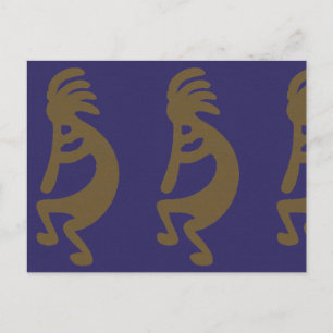 Cartão Postal Flute Playing Kokopelli Figura 1: Verde sobre azul