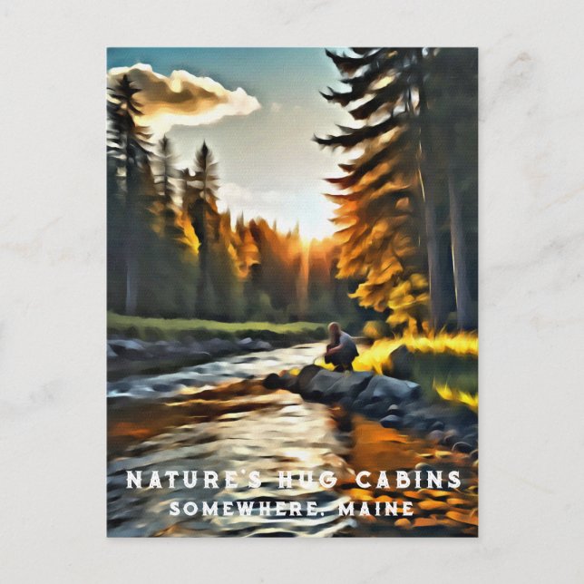 Cartão Postal *~* Fluxo de Pesca Art Man Nature AP49 (Frente)