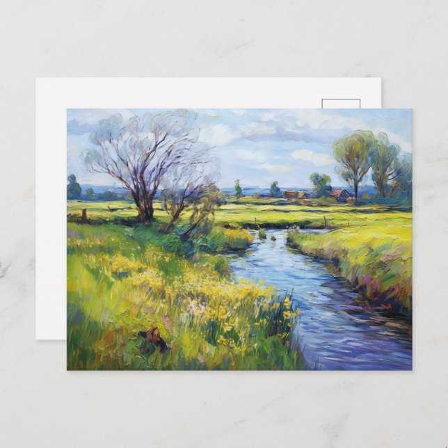 Cartão Postal Fluxo Tranquilo de Verão na Paisagem de Havelland (Frente/Verso)