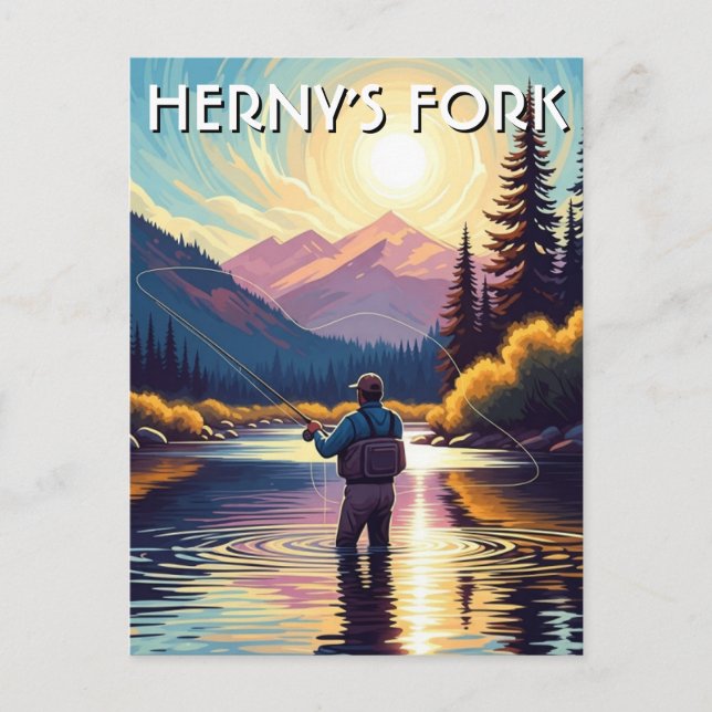 Cartão Postal Fly Fishing in Henry's Fork Idaho Postcard (Frente)