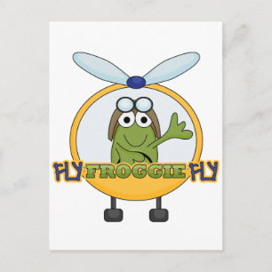 Cartão Postal Fly Froggie Fly Helicopter Camisetas e presentes