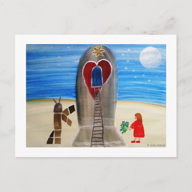 Cartão Postal ...Fly Me to The Moon...art by Jutta Gabriel... (Frente)