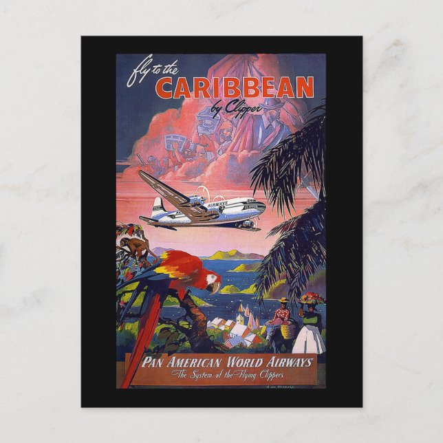 Cartão Postal Fly To The Caribbean Pan American World Airways (Frente)