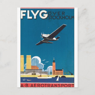 Cartão Postal FlyG sobre Viagens vintage de Estocolmo
