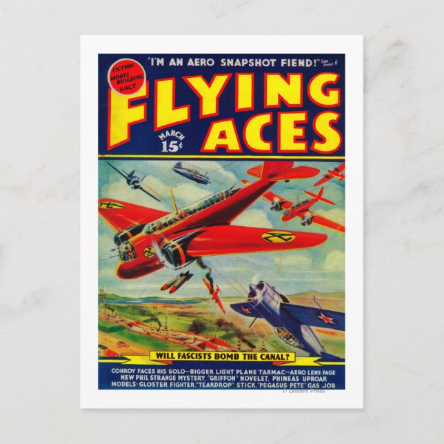 Cartão Postal Flying Aces Magazine Cobrir 3 (Frente)