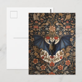Cartão Postal Flying Bat - Moderno William Morris Floral