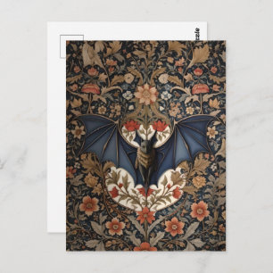 Cartão Postal Flying Bat - Moderno William Morris Floral