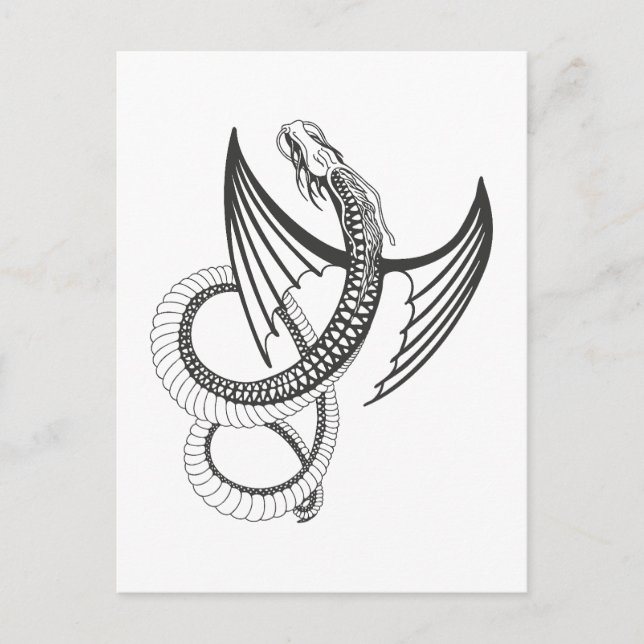 Cartão Postal Flying Dragon in dark gray and white (Frente)