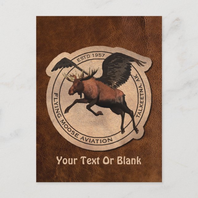 Cartão Postal Flying Moose Aviation Patch (Frente)