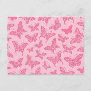 Cartão Postal Flying Pink Butterflies Pattern