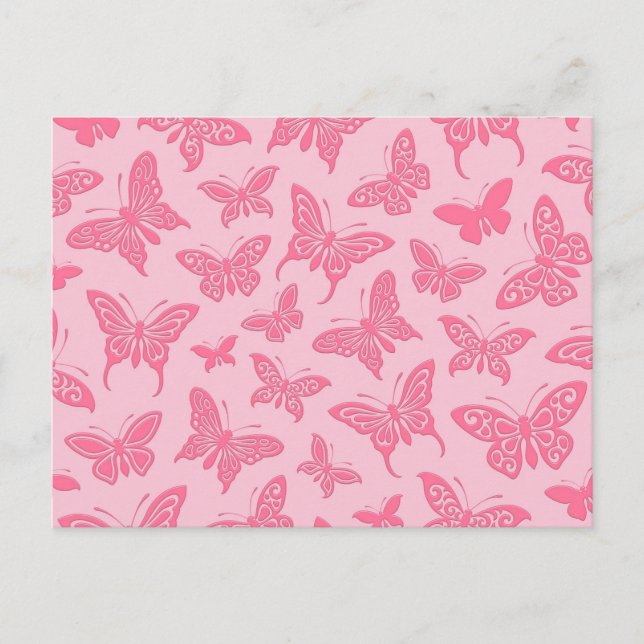 Cartão Postal Flying Pink Butterflies Pattern (Frente)