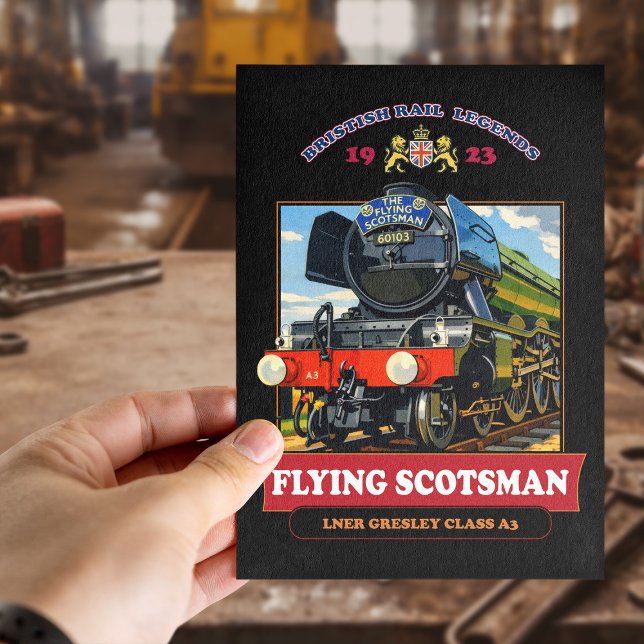 Cartão Postal Flying Scotsman Steam Locomotive Vintage Poster (Flying Scotsman Steam Locomotive Vintage Poster. Postcard)
