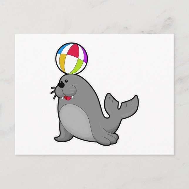 Cartão Postal Foca em Esportes aquáticos com Pólo aquático (Frente)