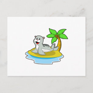 Cartão Postal Foca na Ilha