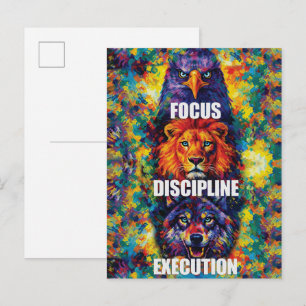 Cartão Postal Foco Disciplina Execução Águia Leão Lobo Motivação
