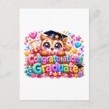 Fofa Kawaii Parabéns Graduado Coruja Pastel Pi