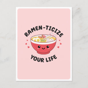 Cartão Postal Fofinho Kawaii Ramen Comida Asiática Trocadilho Am