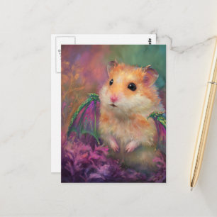 Cartão Postal Fofo e Adorável Dragão Hamster Doce