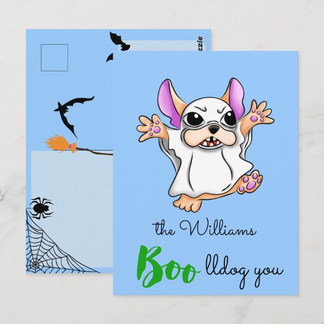 Cartão Postal Fofo-fantasma bonito abraça o Halloween (Frente/Verso)