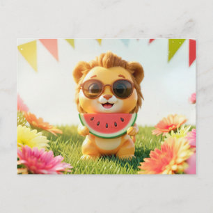 Cartão Postal Fofo Leão do Zodíaco 3D Leo
