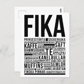 Cartão Postal Fofos de café suecos Fika Poster de tipografia