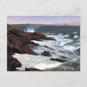 Cartão Postal Fog Off Mount Desert, pela Igreja de Frederic Edwi