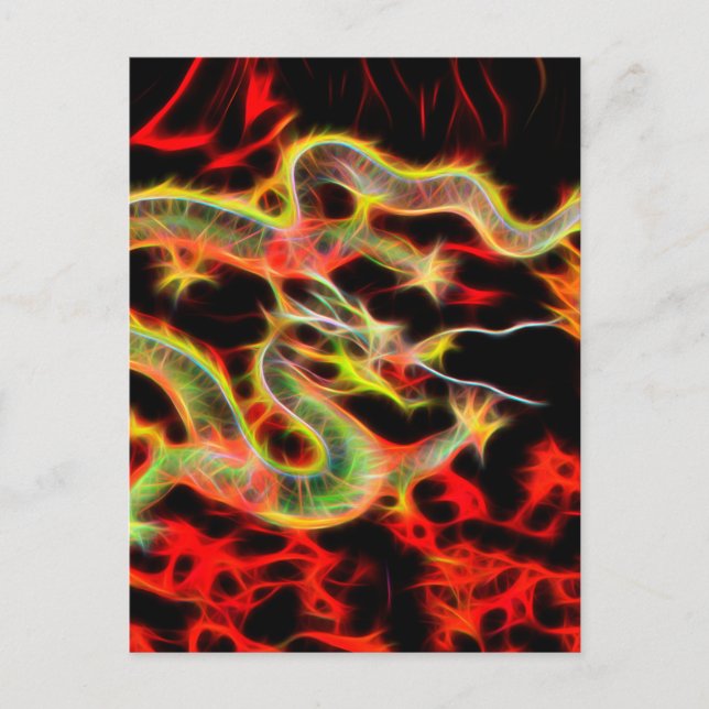 Cartão Postal Fogo de cobra de Dragão em Energia Sortuda (Frente)