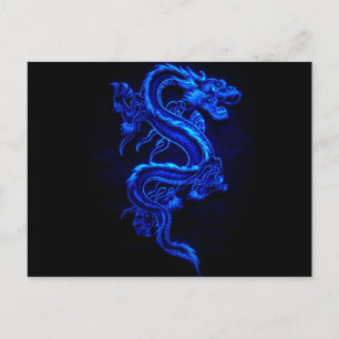 Cartão Postal fogo-negro-dragão-azul