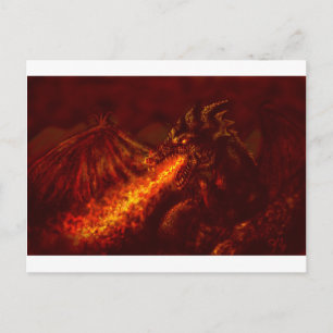 Cartão Postal Fogo Revoltante do Dragão Vermelho Fantasia Excel