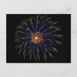 Cartão Postal Fogos de artifício azuis e Dourados