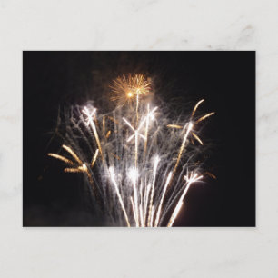 Cartão Postal Fogos de artifício brancos e Dourados II