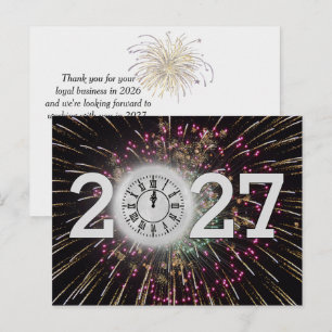Cartão Postal Fogos de Artifício e Relógio da Lua do Ano Novo 20