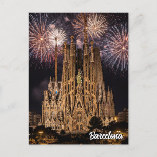 Cartão Postal Fogos de artifício no Barcelona La Sagrada Família