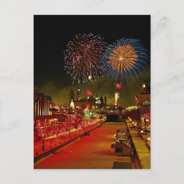 Cartão Postal Fogos-de-artifício, Ottawa, Ontário, Canadá (Frente)