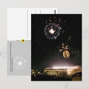 Cartão Postal Fogos de artifício sobre o Estádio Cleveland Brown