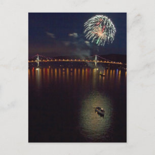 Cartão Postal Fogos De Artifício Sobre O Rio Hudson