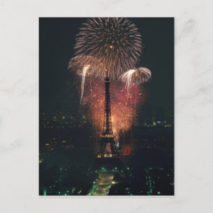 Cartão Postal Fogos de artifício, Torre Eiffel, Paris, França