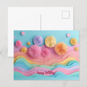 Cartão Postal Fogueira de Corte de Papel Colorido de Aniversário