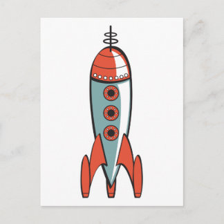 Cartão Postal foguete espacial retrô