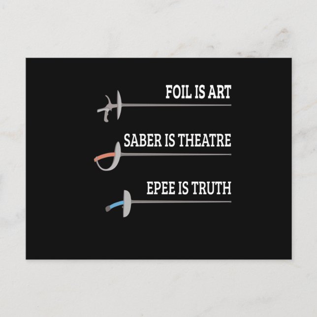 Cartão Postal Foil É Esgrima De Arte Esgrima Epete (Frente)
