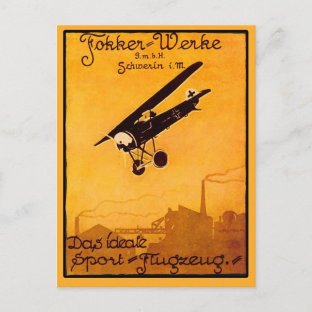 Cartão Postal Fokker Worke Poster em Notecards (Frente)