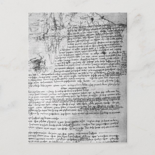 Cartão Postal Fol.145v-b, página do notebook de Da Vinci (Frente)