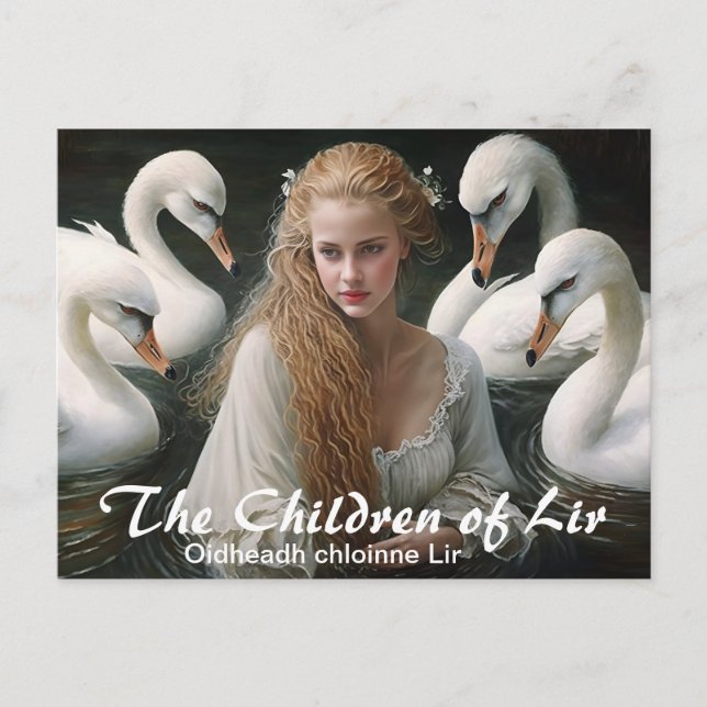 Cartão Postal Folclore Irlandês As Crianças de Lir (Frente)