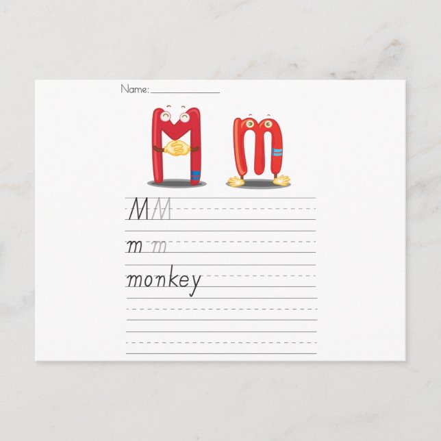 Cartão Postal Folha alfabética (Frente)