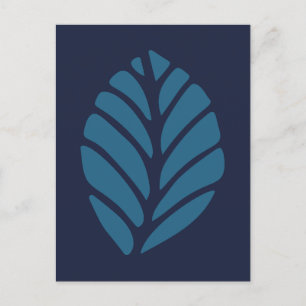 Cartão Postal Folha azul minimalista