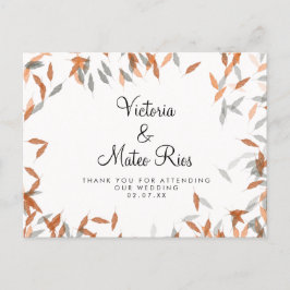 Cartão Postal Folha Caindo Rústica Pampas Flutuante Obrigado