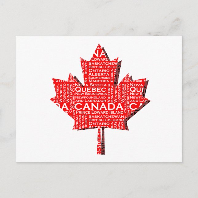 Cartão Postal Folha de Bordo Canadense com Texto (Frente)