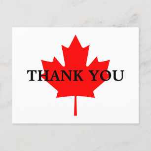 Cartão Postal Folha de Bordo Vermelha Canadense Obrigado